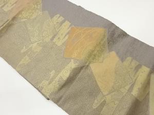 色紙に波・花唐草模様織出し名古屋帯